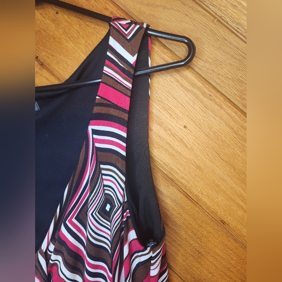 Bisou Bisou Michelle Bohbot red brown and white geometric dress size 10 - Picture 3 of 10